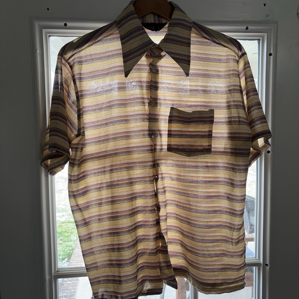 VTG 50s 60s Penneys TownCraft Short Sleeve Shirt Men's Large Paper Thin